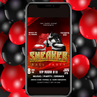 Red Black Sneaker Ball Party Flyer Einladung