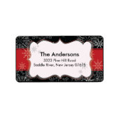 Red Black Snowflake Winterurlaub Rücksendeadresse Adressaufkleber (Vorne)