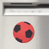 Red & Black Soccer Ball Magnet (In Situ (Geschirrspüler))