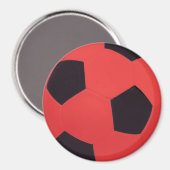 Red & Black Soccer Ball Magnet (Vorderseite/Rückseite)