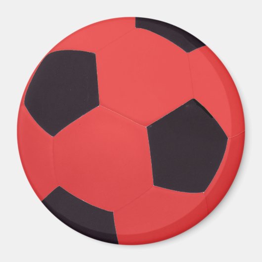 Red & Black Soccer Ball Magnet (Vorne)