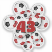 red black soccer balls sticker w jersey number (Vorderseite)