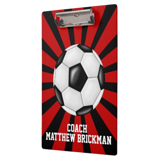 Red Black Soccer Coach Team Zwischenablage Klemmbrett (Links)