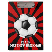 Red Black Soccer Coach Team Zwischenablage Klemmbrett (Vorderseite)