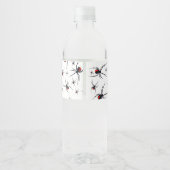 Red & Black Spider Geburtstagsparty Wasserflaschenetikett (Rückseite)