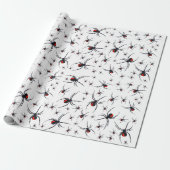 Red & Black Spider Muster Geschenkpapier (Ungerollt)