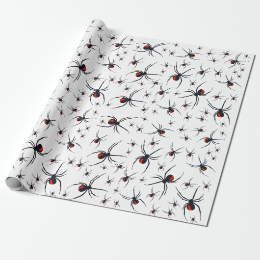 Red & Black Spider Muster Geschenkpapier (Ungerollt)