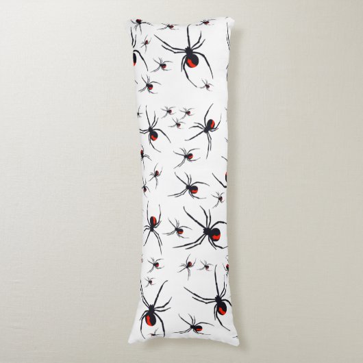 Red & Black Spider Muster Seitenschläferkissen (Vorderseite Vertikal)