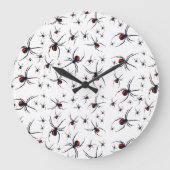Red & Black Spider Pattern Große Wanduhr (Vorderseite)