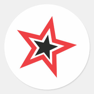 Red Black Star Mode Runder Aufkleber