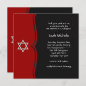 Red Black Star von David Bat Mitzvah Einladung (Vorne/Hinten)
