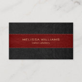 Red & Black Stich Leder Textur Visitenkarte (Vorderseite)