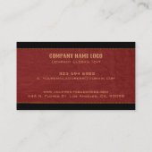 Red & Black Stitched Leder Texture Business Ca Visitenkarte (Rückseite)