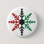 Red Black Strip Snowflake Kwanzaa Button (Vorderseite)