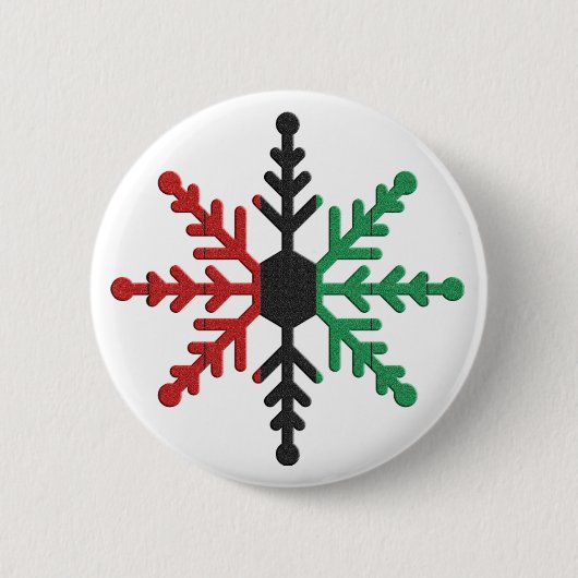 Red Black Strip Snowflake Kwanzaa Button (Vorderseite)
