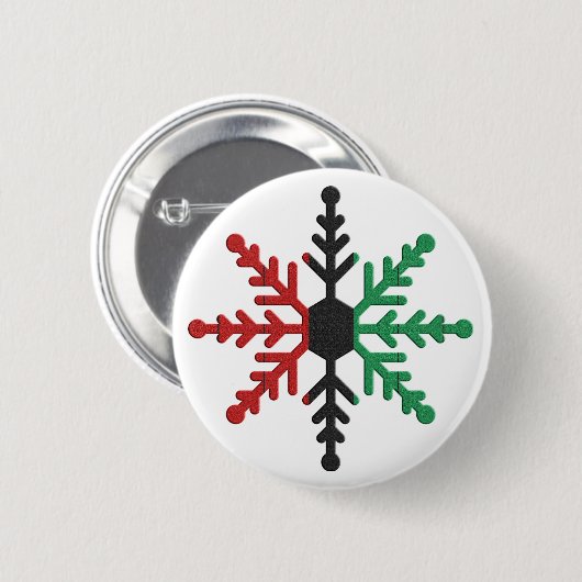 Red Black Strip Snowflake Kwanzaa Button (Vorne & Hinten)