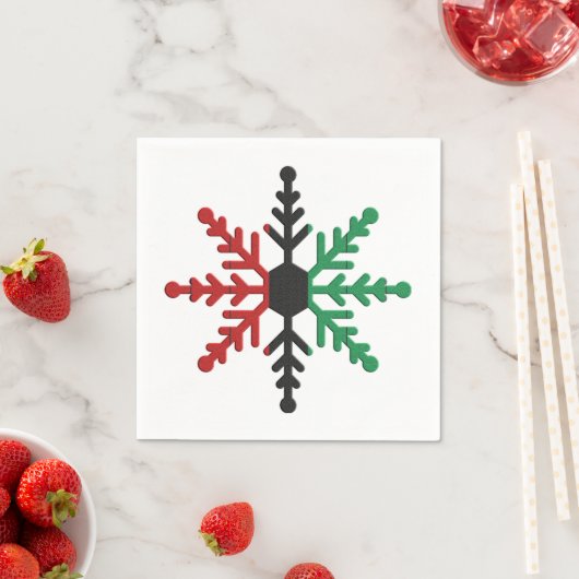 Red Black Strip Snowflake Kwanzaa Serviette (Beispiel)