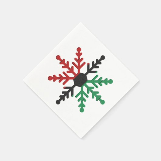 Red Black Strip Snowflake Kwanzaa Serviette (Ecke)