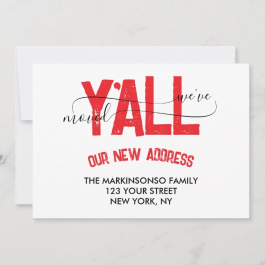 Red Black Stripe We Moved Moving Announcement Einladung (Vorderseite)