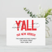 Red Black Stripe We Moved Moving Announcement Einladung (Stehend Vorderseite)