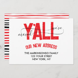 Red Black Stripe We Moved Moving Announcement Einladung