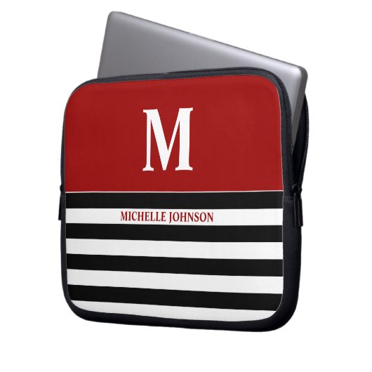 Red Black Striping Notebook Case für Frauen oder M (Vorderseite Links)