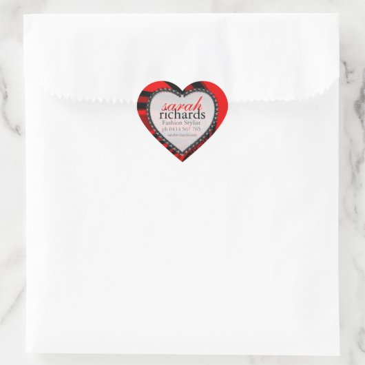 Red Black Stylish Bold Heart Stickers (Tasche)