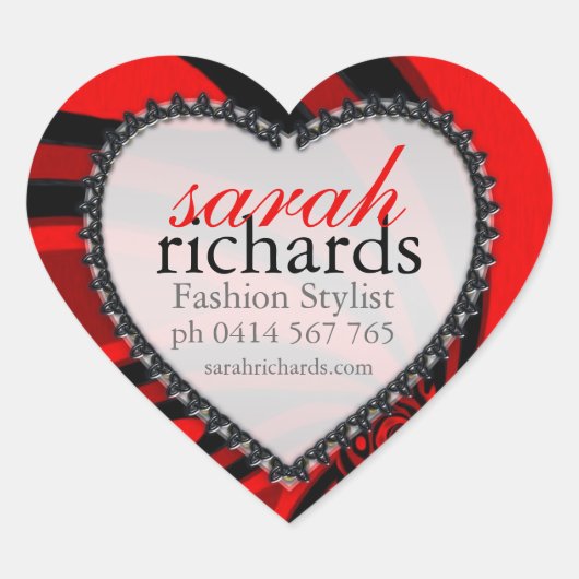 Red Black Stylish Bold Heart Stickers (Vorderseite)