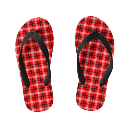 Red Black Tartan Checkered Kariert Pattern-24899 Kinderbadesandalen (Fußbett)