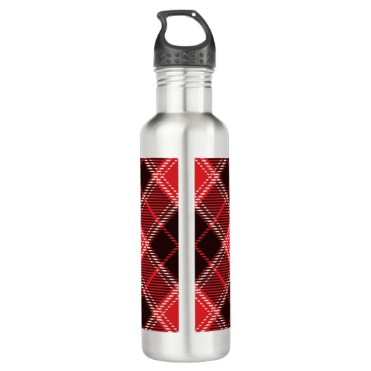 Red Black Tartan Edelstahlflasche (Rückseite)