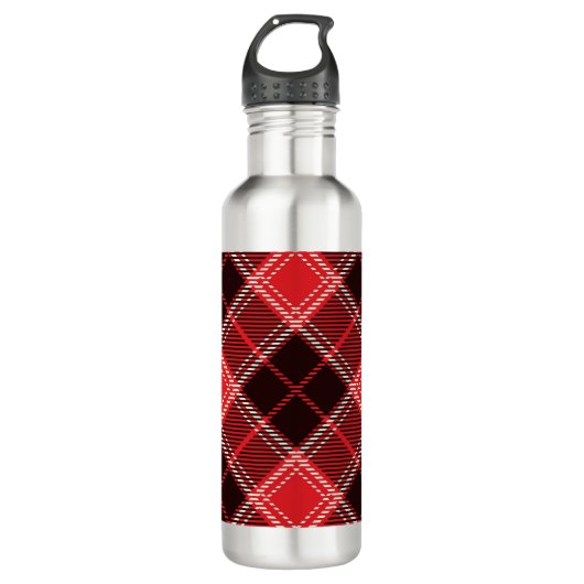 Red Black Tartan Edelstahlflasche (Vorderseite)