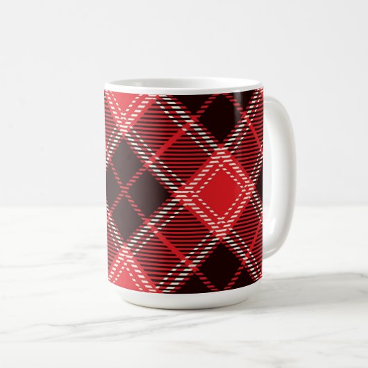 Red Black Tartan Kaffeetasse (VorderseiteRechts)