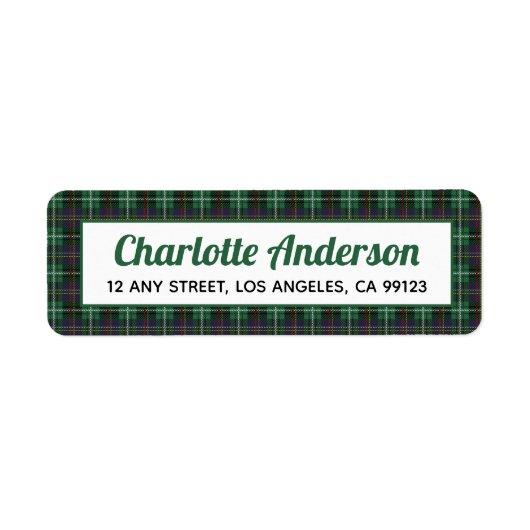 Red Black Tartan Karierte Rücksendeadressen-Aufkle (Vorne)