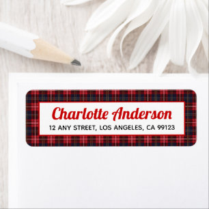 Red Black Tartan Karierte Rücksendeadressen-Aufkle