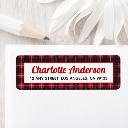 Red Black Tartan Karierte Rücksendeadressen-Aufkle (Insitu)