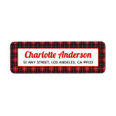 Red Black Tartan Karierte Rücksendeadressen-Aufkle (Vorne)