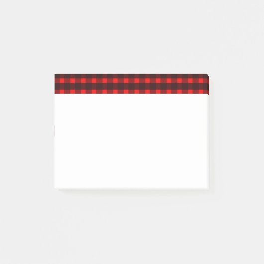 Red Black Tartan Kariertes Muster Post-it Klebezettel (Vorderseite)