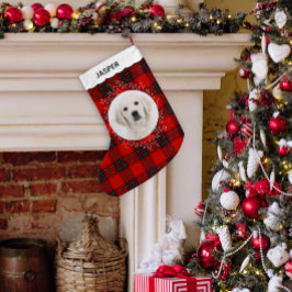 Red Black Tartan Plaid Winter Wreath Pet Dog Photo Kleiner Weihnachtsstrumpf