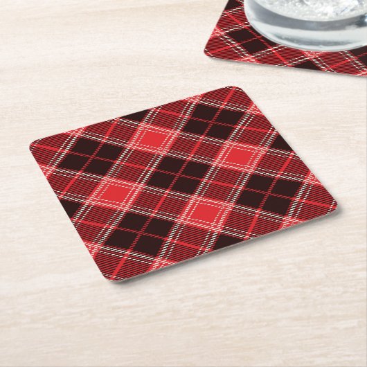 Red Black Tartan Rechteckiger Pappuntersetzer (angewinkelt)