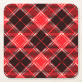 Red Black Tartan Rechteckiger Pappuntersetzer (Vorderseite)