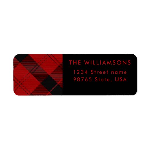 Red Black Tartan Weihnachts Custom Address (Vorne)