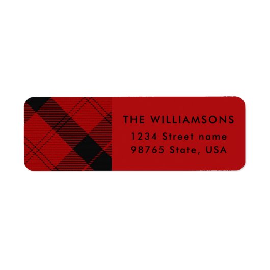 Red Black Tartan Weihnachts Custom Address (Vorne)