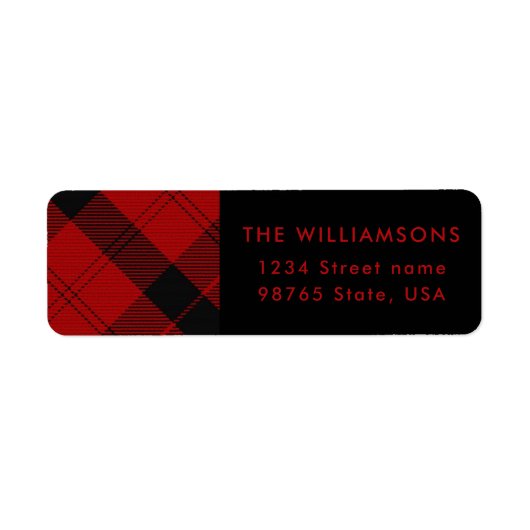 Red Black Tartan Weihnachts Custom Address (Vorne)