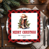 Red black tartan Western Christmas paper napkins Serviette
