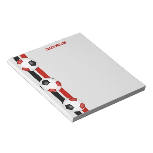Red Black Team Farben Fußball-Coach Custom Notizblock (angewinkelt)