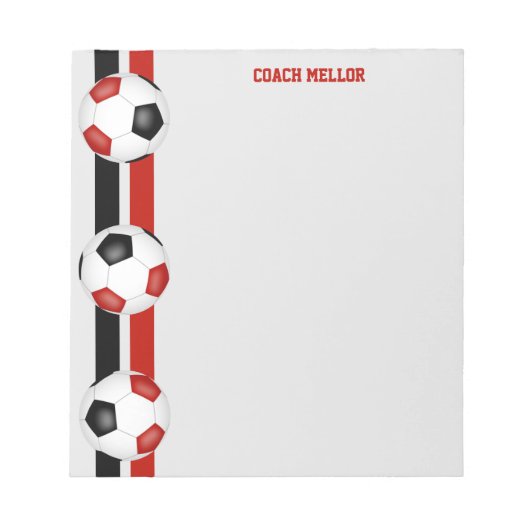 Red Black Team Farben Fußball-Coach Custom Notizblock (Vorderseite)