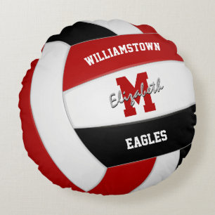 Red Black Team Farben Volleyball Geschenke Rundes Kissen
