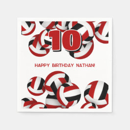 Red Black Team farbig Volleyball Kindersport Party Serviette