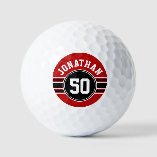 Red Black Team Jersey Fan Gear Name Number Golfball (Vorderseite)