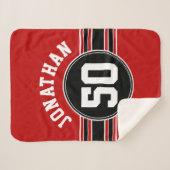 Red Black Team Jersey Fan Gear Name Number Sherpadecke (Vorderseite (Horizontal))